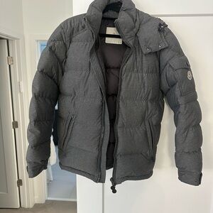 Moncler men’s gray hooded jacket